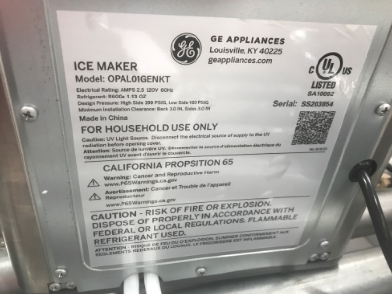 Photo 5 of GE Profile Opal | Countertop Nugget Ice Maker with Side Tank | Portable Ice Machine Makes up to 24 lbs. of Ice Per Day | Stainless Steel Finish
