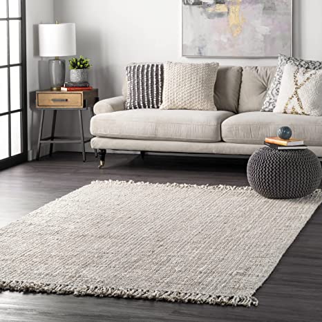 Photo 1 of (STAINED) nuLOOM Daniela Farmhouse Chunky Jute Area Rug, 5' x 7' 6", Off-white
