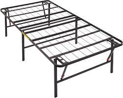 Photo 1 of (BENT METAL) Amazon Basics Foldable Metal Platform Bed Frame with Tool Free Setup, 18 Inches High, Twin, Black
