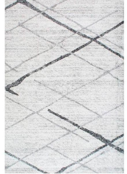 Photo 1 of ***STAINED** Thigpen Contemporary Stripes Gray 5 ft. x 8 ft. Area Rug
