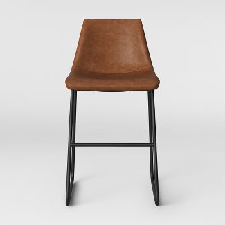 Photo 1 of (SCRATCHED LEGS/MISSING HARDWARE) Bowden Upholstered Molded Faux Leather Counter Height Barstool - Project 62™

