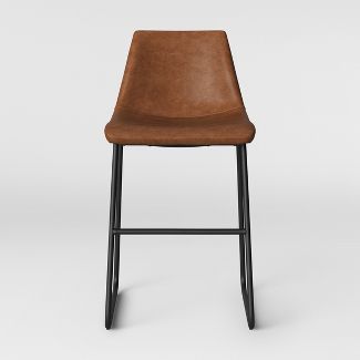 Photo 1 of (SCRATCHED METAL/MISSING HARDWARE) Bowden Upholstered Molded Faux Leather Counter Height Barstool - Project 62™

