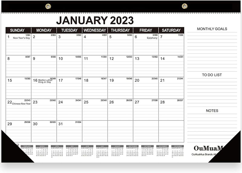 Photo 1 of 2023 Desk Calendar - Desk/Wall Calendar 2023 with Transparent Protector, Jan. 2023 - Dec. 2023 Desk Calendar, Standard, 17" x 22", Perfect for Daily Schedule Planner - Ruled Blocks