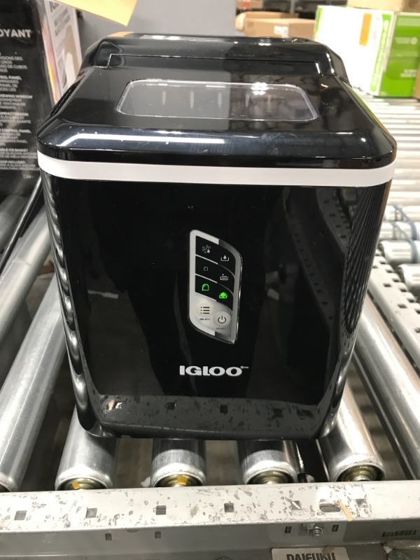 Photo 2 of *Tested-Powers On* Igloo Automatic Ice Maker, Self- Cleaning, Countertop Size, 26 Pounds in 24 Hours, 9 Large or Small Ice Cubes in 7 Minutes, LED Control Panel, Scoop Included, Perfect for Water Bottles, Mixed Drinks Black