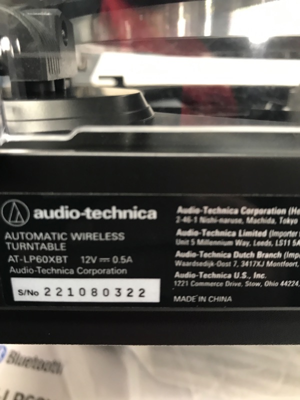 Photo 4 of Audio-Technica AT-LP60XBT-BK Fully Automatic Bluetooth Belt-Drive Stereo Turntable, Black, Hi-Fi, 2 Speed, Dust Cover, Anti-Resonance, Die-cast Aluminum Platter Black Wireless Turntable