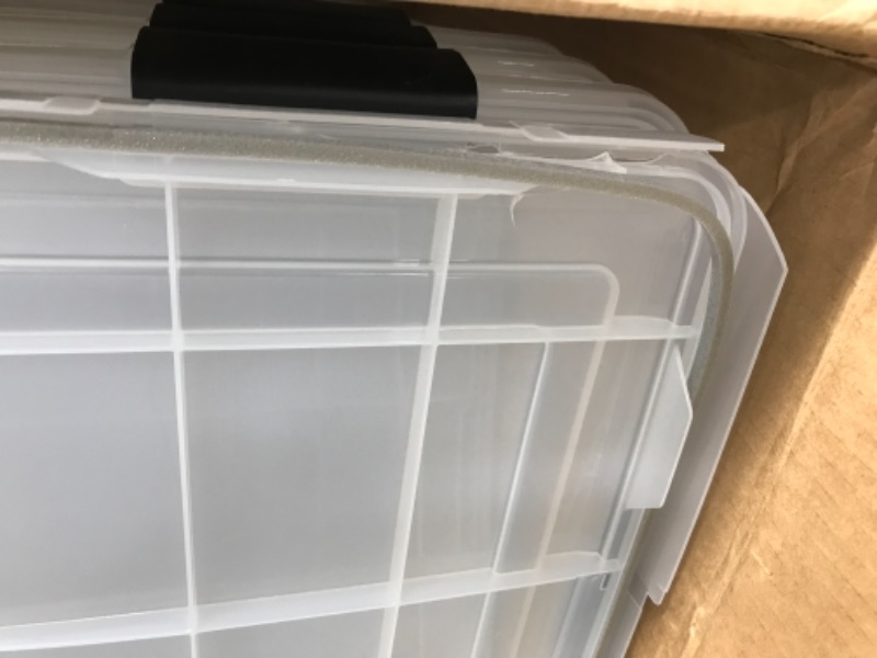 Photo 4 of *Major Damage-See Photos* IRIS USA, Inc. UCB-XL Weathertight Plastic Storage Bin Tote Organizing Container with Durable Lid and Seal and Secure Latching Buckles, 156 Qt. - 3 Pack, Clear/Black