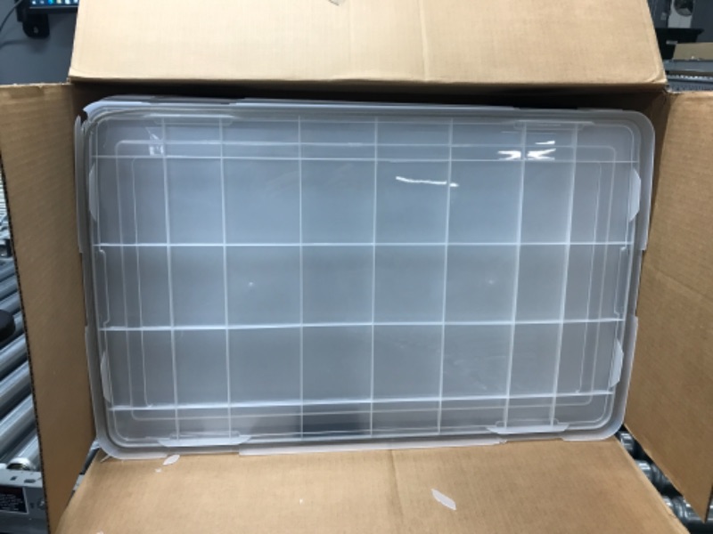 Photo 2 of *Major Damage-See Photos* IRIS USA, Inc. UCB-XL Weathertight Plastic Storage Bin Tote Organizing Container with Durable Lid and Seal and Secure Latching Buckles, 156 Qt. - 3 Pack, Clear/Black