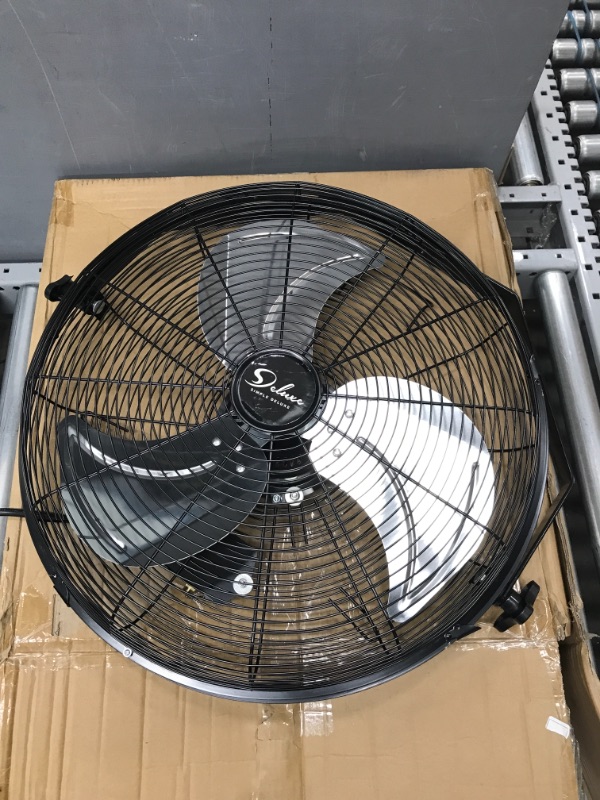 Photo 2 of *Minor Damage-See Photos* Simple Deluxe 18 Inch Industrial Wall Mount Fan, 3 Speed Commercial Ventilation Metal Fan for Warehouse, Greenhouse, Workshop, Patio, Factory and Basement 
