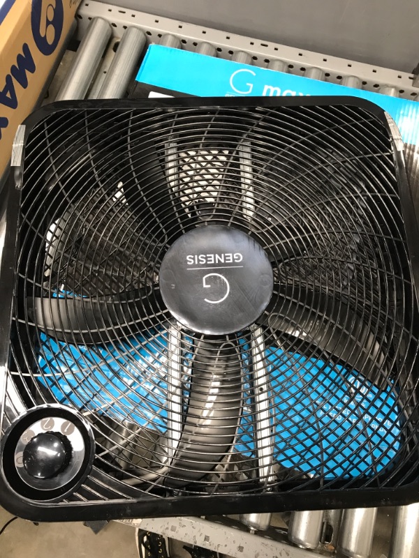 Photo 2 of *Major Damage/One Blade Broken Off-See Photos* Genesis 20" Box Fan, 3 Settings, Max Cooling Technology, Carry Handle, Black