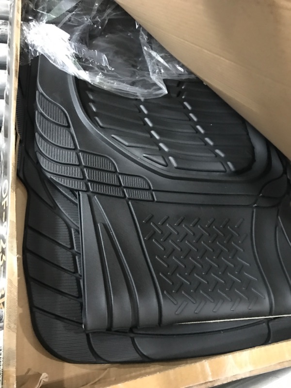 Photo 2 of Motor Trend - MT-923-BK 923-BK Black FlexTough Contour Liners-Deep Dish Heavy Duty Rubber Floor Mats for Car SUV Truck & Van-All Weather Protection, Universal Trim to Fit Full Set Black