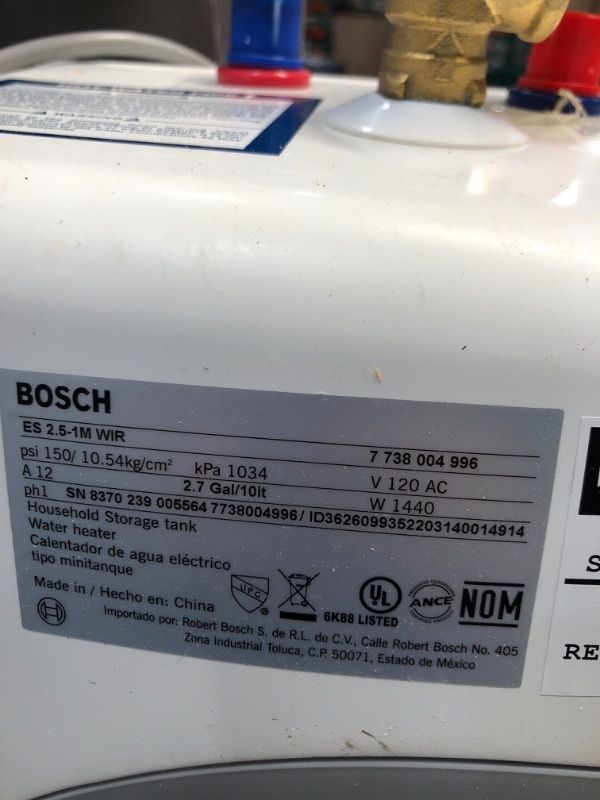 Photo 3 of Bosch Electric Mini-Tank Water Heater Tronic 3000 T 2.5-Gallon (ES2.5) - Eliminate Time for Hot Water - Shelf, Wall or Floor Mounted 2.5 Gallon