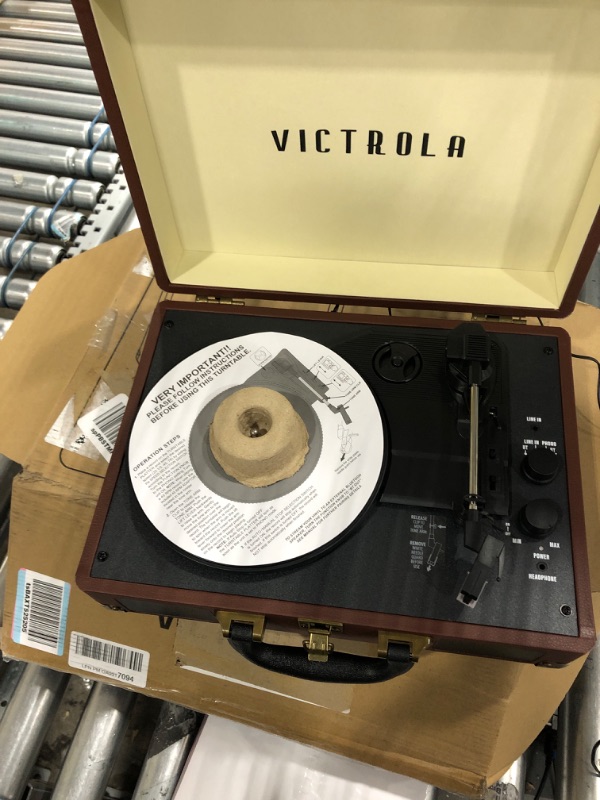 Photo 4 of Victrola Journey+ Bluetooth Suitcase Record Player, Dark Brown (VSC-400SB-DBR-SDF) Dark Brown Record Player