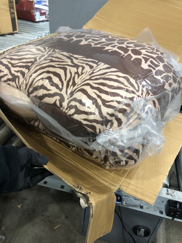 Photo 2 of 7 Piece Brown King Size Safari Bed in A Bag Animal Print Zebra, Giraffe Comforter Set Microfur Bedding. Perfect for Any Bed Room or Guest Room