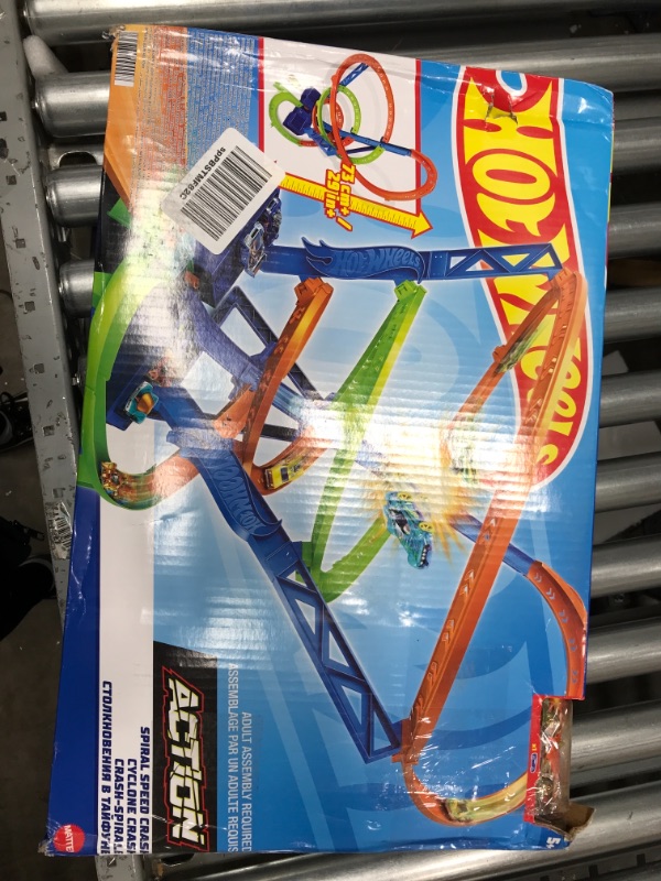 Photo 3 of ?Hot Wheels Track Set and 1:64 Scale Toy Car, 29" Tall Track with Motorized Booster for Fast Racing, Action Spiral Speed Crash Playset???? SHIPS IN OWN CONTAINER