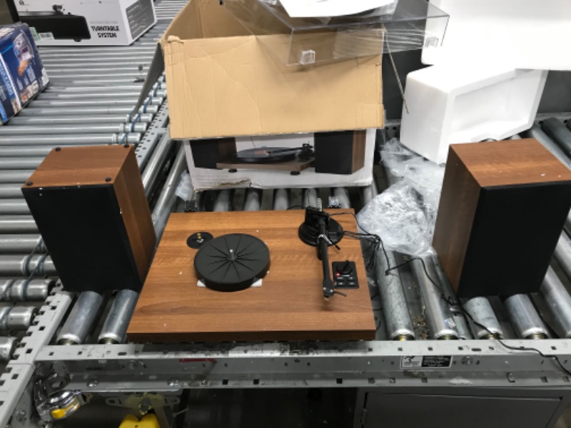 Photo 2 of 1 BY ONE Bluetooth Turntable HiFi System with 36 Watt Bookshelf Speakers, Patend Designed Vinyl Record Player with Magnetic Cartridge, Bluetooth Playback and Auto Off HAS DAMAGE