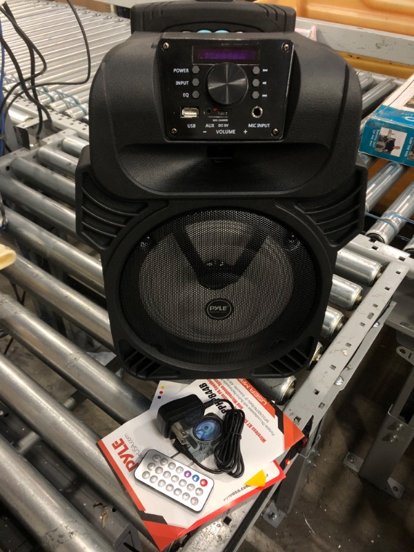 Photo 1 of 400W Portable Bluetooth PA Loudspeaker - 8” Subwoofer System, 4 Ohm/55-20kHz, USB/MP3/FM Radio/ ¼ Mic Inputs, Multi-Color LED Lights, Built-in Rechargeable Battery w/ Remote Control - Pyle PPHP844B
