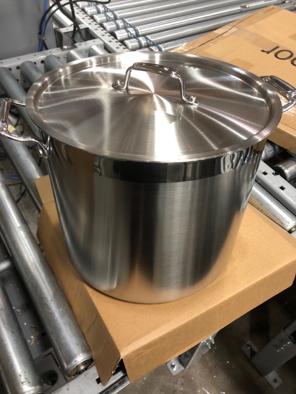 Photo 2 of 16-Quart Stainless Steel Stockpot - 18/8 Food Grade Heavy Duty Large Stock Pot for Stew, Simmering, Soup, Includes Lid, Dishwasher Safe, Works w/ Induction, Ceramic & Halogen Cooktops 