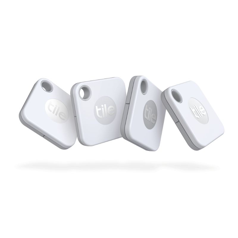 Photo 1 of Tile Inc Mate Bluetooth Tracker, White, 4-Pack
