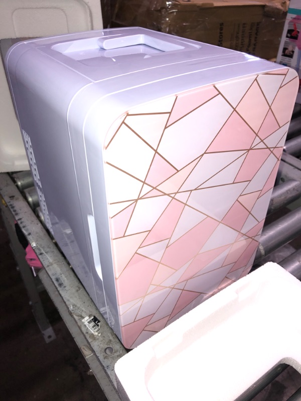 Photo 4 of Cooluli 10L Mini Fridge for Bedroom - Car, Office Desk & Dorm Room - 12v Portable Cooler & Warmer for Food, Drinks, Skincare, Beauty & Makeup - AC/DC Small Refrigerator with Glass Front, Fractal Pink
