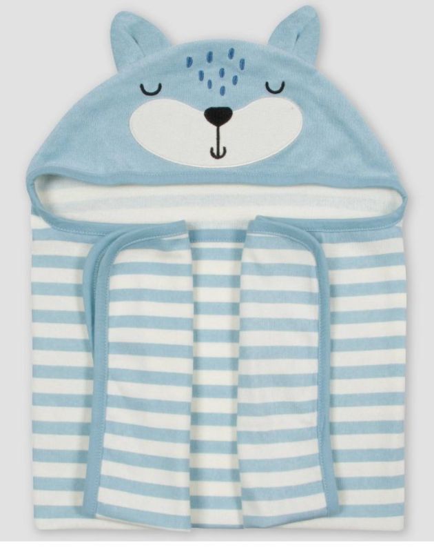 Photo 1 of 24 pack -Gerber Baby Boys' Fox Bath Wrap - Blue

