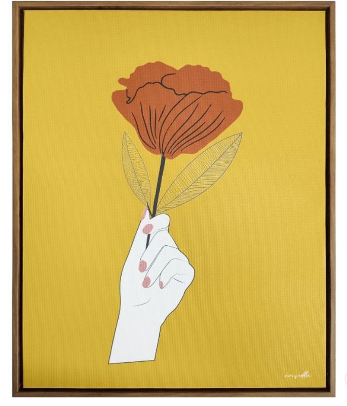 Photo 1 of 16" x 20" Hand Flower Framed Wall Canvas - Oris Eddu

