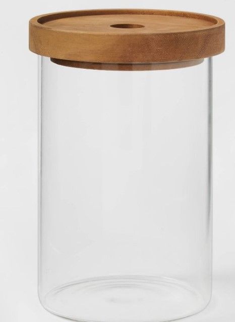 Photo 1 of 4PK-Medium Glass Storage Canister with Wood Lid - Threshold™

