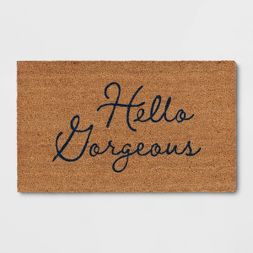 Photo 1 of 1'6"x2'6" Hello Gorgeous Doormat Dark Blue/Brown - Threshold™
2 PACK*
