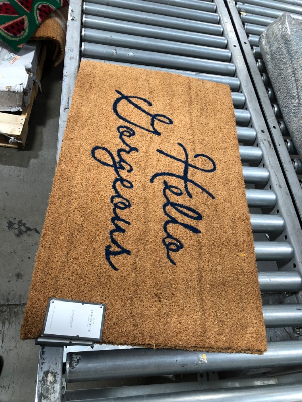 Photo 2 of 1'6"x2'6" Hello Gorgeous Doormat Dark Blue/Brown - Threshold™
2 PACK*
