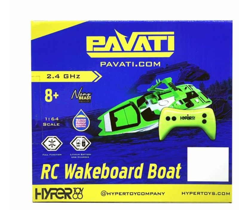 Photo 1 of 2PACK-Hyper Nano RC Pavati Wakeboard Boat - Neon Yellow with Black Graphics


