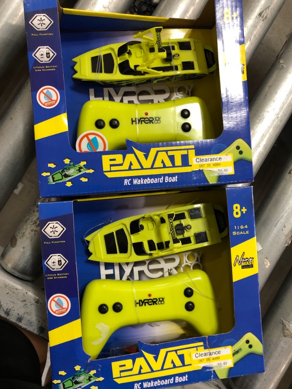 Photo 2 of 2PACK-Hyper Nano RC Pavati Wakeboard Boat - Neon Yellow with Black Graphics


