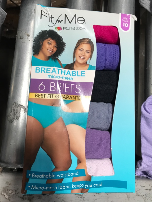 Photo 2 of Fit for Me by Fruit of the Loom Women's Plus 6pk Breathable Micromesh Classic Briefs - Color May Vary size 10
