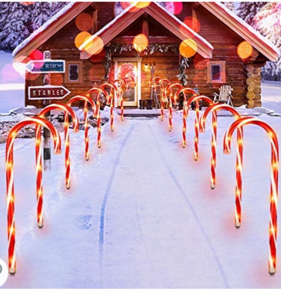 Photo 1 of Christmas Candy Cane Pathway Lights with Stake 28 inches Lighted Candy Cane Christmas Decorations, UL Listed for Outdoor Indoor Holiday Xmas Lawn Yard Walkway Markers, 10 Packs