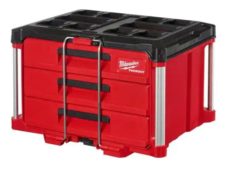 Photo 1 of (BENT EDGE) Milwaukee PACKOUT 22 in. Modular 3-Drawer Tool Box with Metal Reinforced Corners