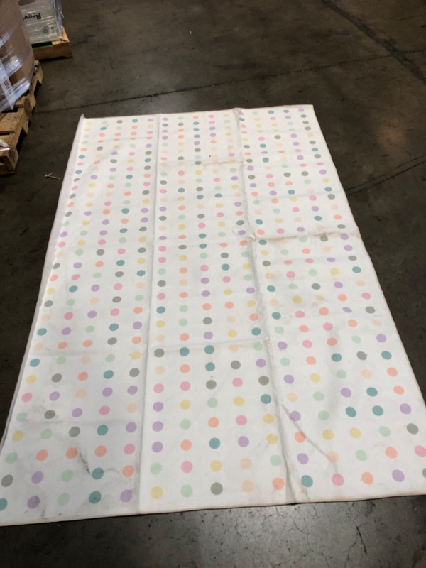 Photo 2 of (DIRTY) nuLOOM Larissa Machine Washable Kids Polka Dot Area Rug, 5' x 8', Ivory
