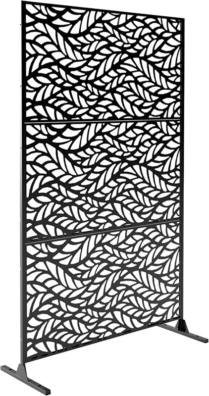 Photo 1 of ***INCOMPLETE*** Veradek Flowleaf Decorative Outdoor Divider Set with Stand, Black This is one panel.
