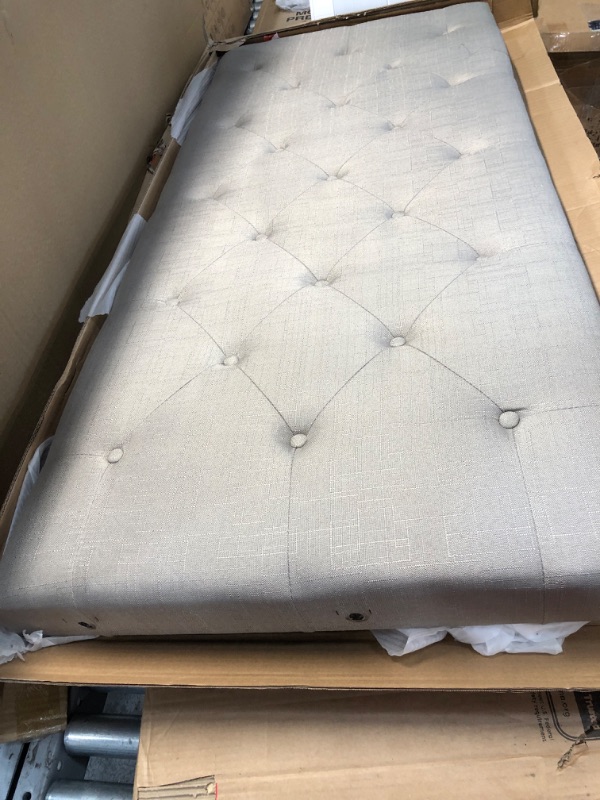 Photo 2 of **INCOMPLETE SET BOX 2 OUT OF 2** Brookside
Isabelle Upholstered Stone Queen Wingback Diamond Tufted Platform Bed