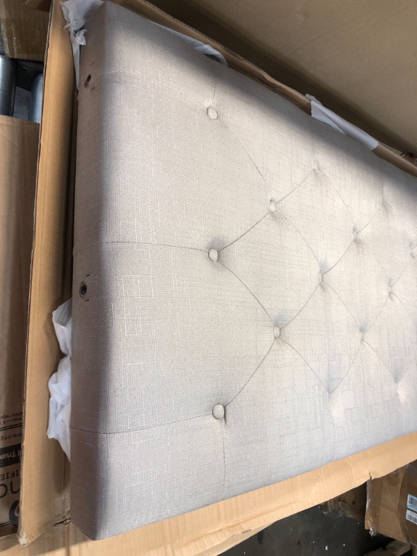 Photo 3 of **INCOMPLETE SET BOX 2 OUT OF 2** Brookside
Isabelle Upholstered Stone Queen Wingback Diamond Tufted Platform Bed