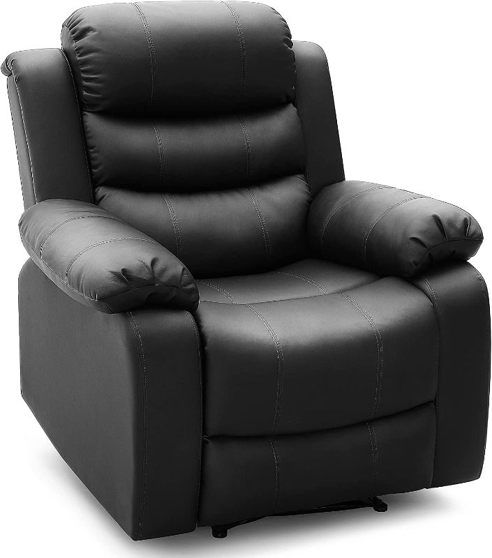 Photo 1 of **MISSING PARTS REVIEW PHOTOS** KVK PU Leather Recliner, Upholstered Sofa Recliner Chair, Manual Reclining Home Theater Seating, Arm Chair for Living Room Reading Room Bedroom, Black (GGIN0086BK)
