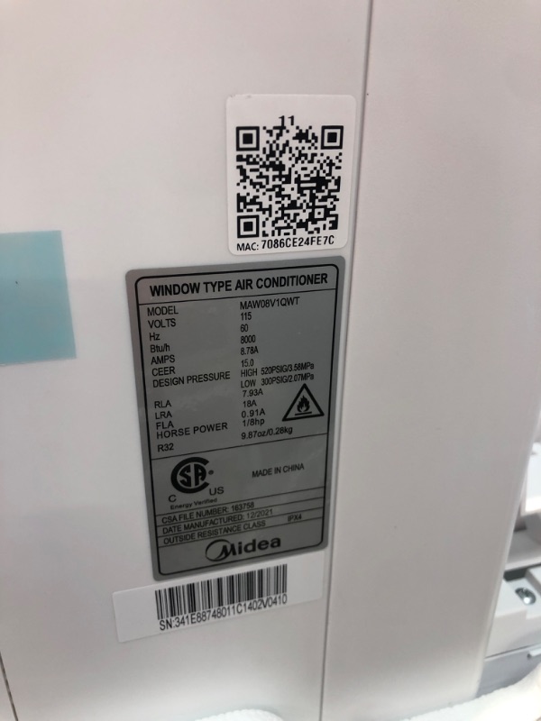Photo 2 of **MINOR DENTS** Midea 8,000 BTU U-Shaped Inverter Window Air Conditioner WiFi, 9X Quieter, Over 35% Energy Savings ENERGY STAR MOST EFFICIENT