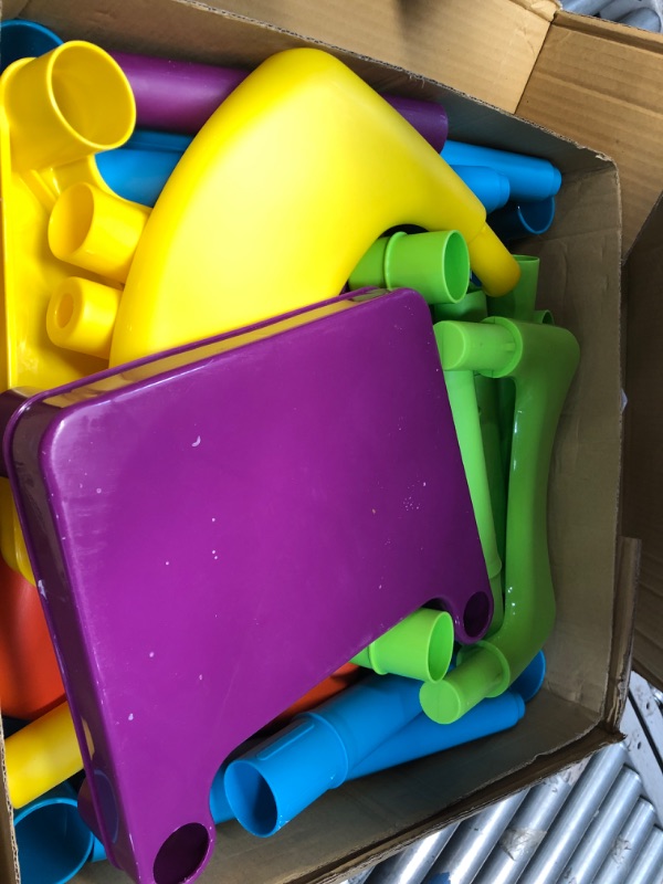 Photo 2 of Humble Crew, Blue Table & Red/Green/Yellow/Purple Kids Lightweight Plastic Table and 4 Chairs Set, Square
