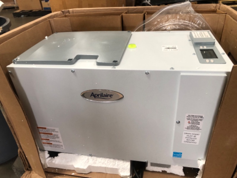 Photo 2 of *NONFUNCTIONAL* Aprilaire E100C Pro 100 Pint Dehumidifier with Casters for Crawl Spaces, Basements, Whole Homes, Commercial up to 5,500 sq. ft.
