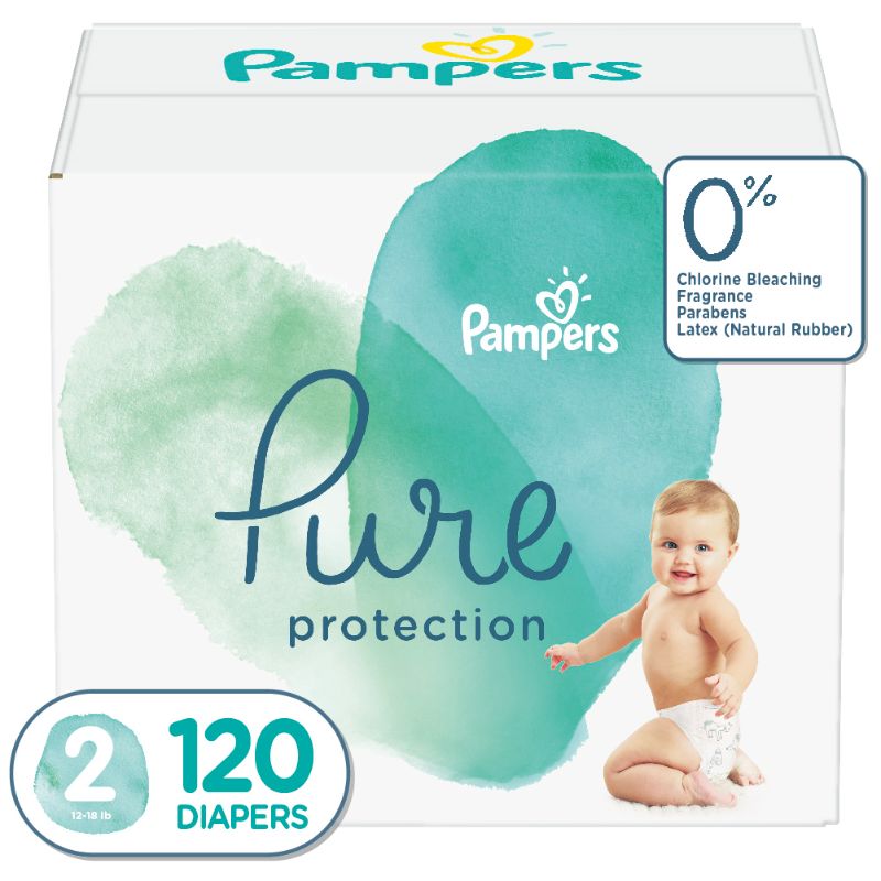 Photo 1 of Pampers Pure Protection Natural Diapers, Size 2, 120 Ct