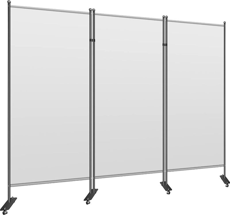 Photo 1 of VEVOR Office Partition 89" W x 14" D x 72.8" H Room Divider 3-Panel Office Divider Folding Portable Office Walls with Non-See-Through Fabric Room Partition Light Gray for Room Office Restaurant
