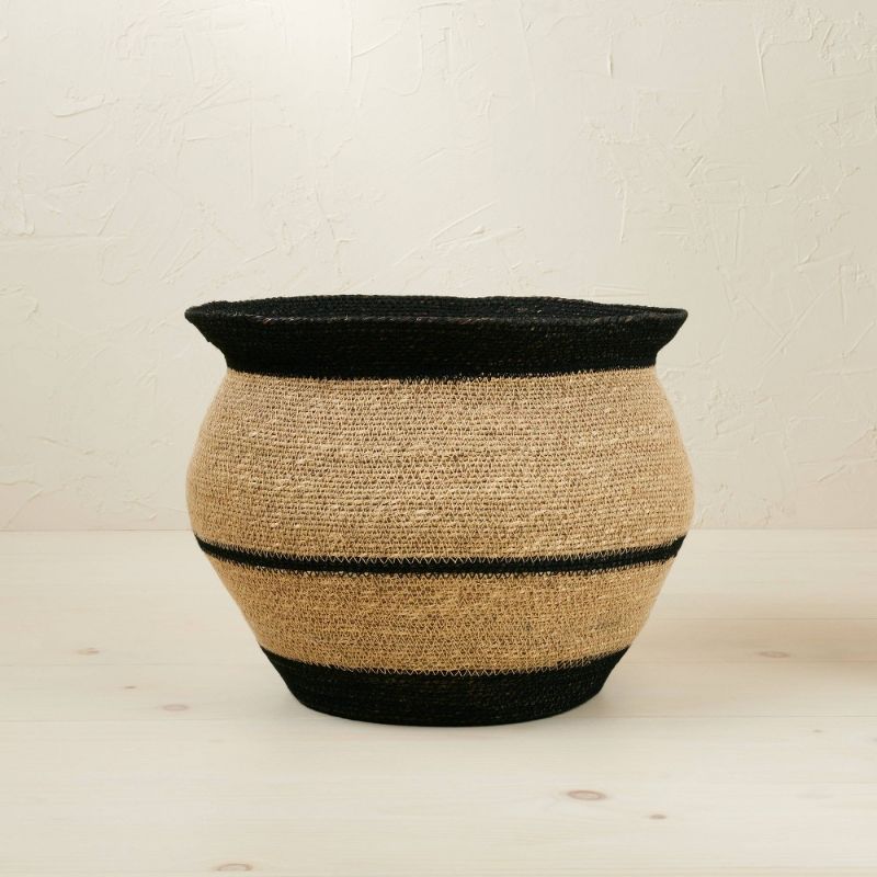 Photo 2 of 10" X 14" Round Seagrass Decorative Basket Black - Opalhouse™ Designed with Jungalow™
