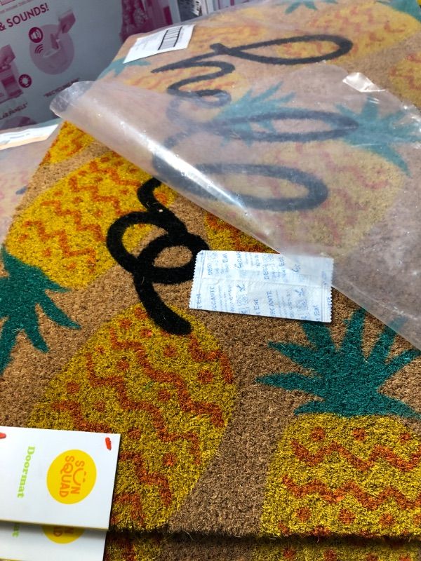 Photo 1 of 1'6" x 2'6" Hello Pineapples Doormat Yellow 4 Pack 