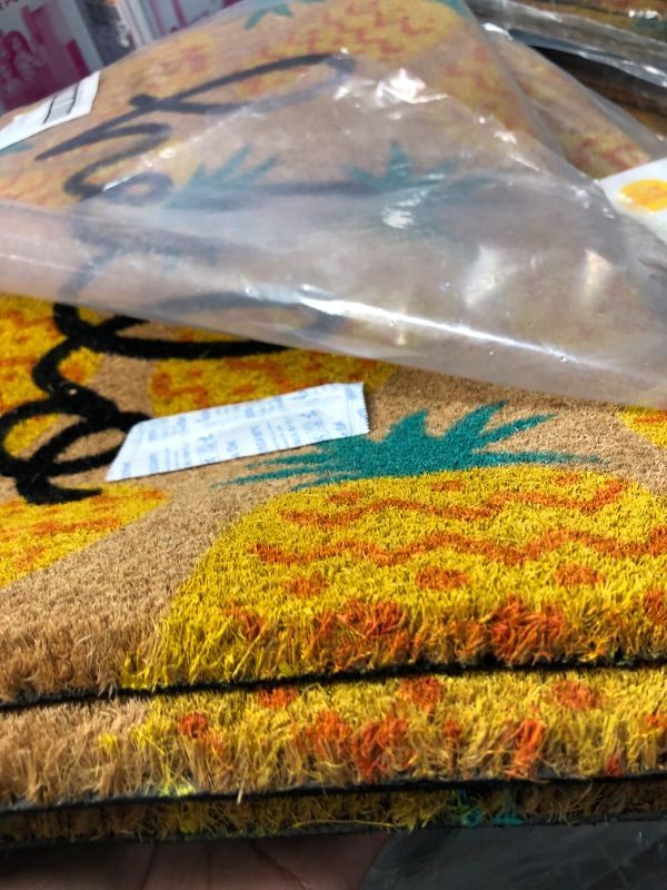 Photo 1 of 1'6" x 2'6" Hello Pineapples Doormat Yellow 4 Pack 