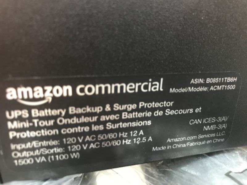 Photo 4 of AmazonCommercial Pure Sinewave UPS Battery Backup Surge Protector Mini-Tower, 8 Outlets, AVR - 1500VA, 1100W
