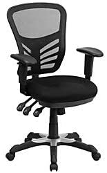 Photo 1 of Flash Furniture Mid-Back Black Mesh Multifunction Executive Swivel Ergonomic Office Chair with Adjustable Arms
