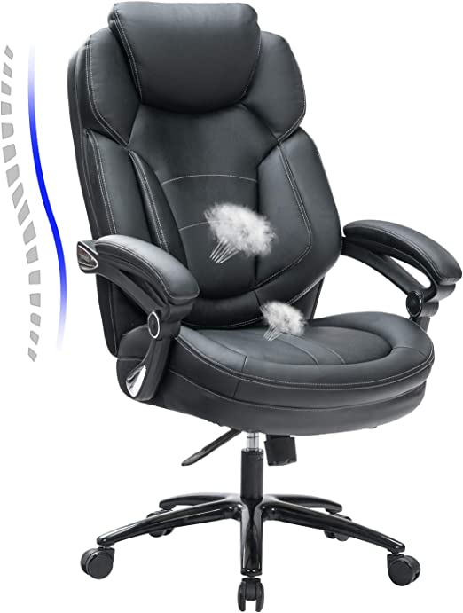 Photo 1 of Big and Tall Office Chair for Heavy People, Reclining Office Chair Lumbar Support for Desk Chairs with Wheels Lazy Boy Recliner Leather Chair Work Chair Sillas Comfortable Chair Executive Chair (9117)
