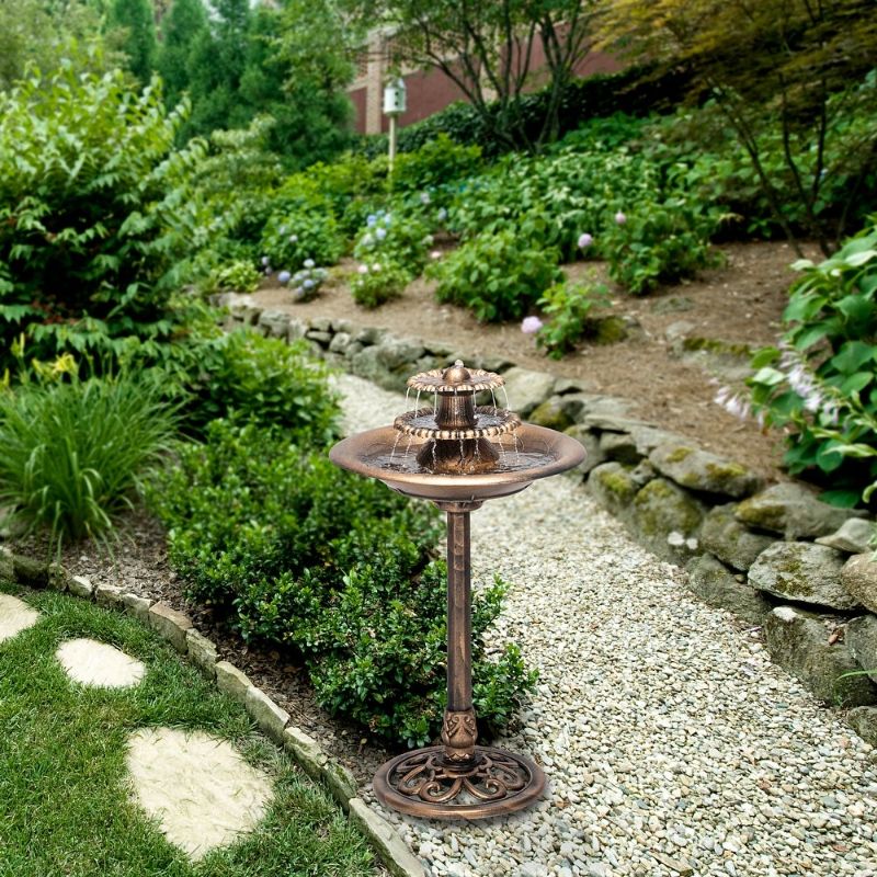 Photo 1 of Alpine Corporation 3-Tiered Pedestal Outdoor Water Fountain and Bird Bath Bronze
